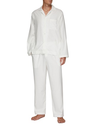 Detail View - Click To Enlarge - TEKLA - Small Organic Cotton Flannel Pyjama Pants – Cream White