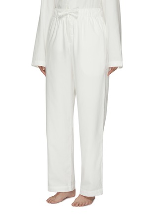 Front View - Click To Enlarge - TEKLA - Small Organic Cotton Flannel Pyjama Pants – Cream White