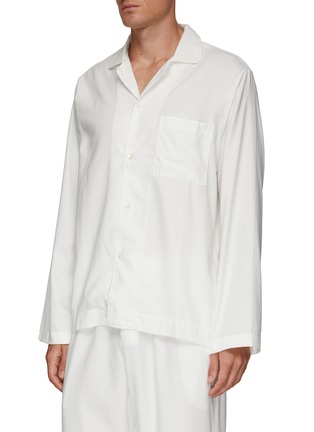 Detail View - Click To Enlarge - TEKLA - Large Organic Cotton Flannel Pyjama Top – Cream White