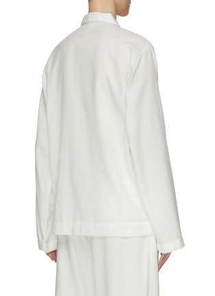 Back View - Click To Enlarge - TEKLA - Large Organic Cotton Flannel Pyjama Top – Cream White