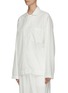 Front View - Click To Enlarge - TEKLA - Large Organic Cotton Flannel Pyjama Top – Cream White