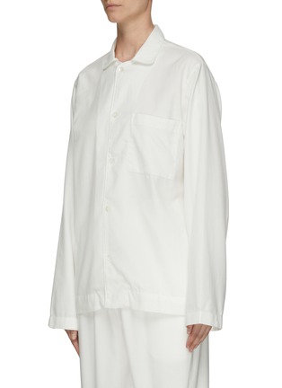 Front View - Click To Enlarge - TEKLA - Small Organic Cotton Flannel Pyjama Shirt – Cream White