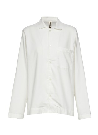 Main View - Click To Enlarge - TEKLA - Small Organic Cotton Flannel Pyjama Shirt – Cream White