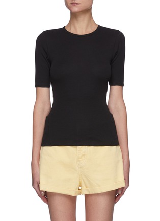 Main View - Click To Enlarge - RAG & BONE/JEAN - The Essential' Elbow Sleeved Crewneck Organic Pima Cotton Blend Ribbed T-Shirt