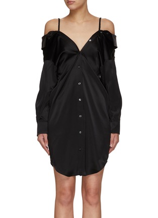 Main View - Click To Enlarge - T BY ALEXANDER WANG - Off-shoulder Scrunchie Strap Shirt Dress