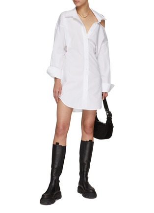 Figure View - Click To Enlarge - T BY ALEXANDER WANG - Deconstructed Spread Collar Cotton Shirt