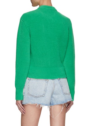 Back View - Click To Enlarge - T BY ALEXANDER WANG - Ribbed Wool Blend Knit Crewneck Cardigan