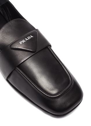Detail View - Click To Enlarge - PRADA - Collapsible Heel Square Toe Leather Loafers