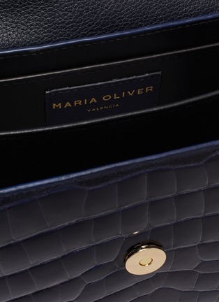 Detail View - Click To Enlarge - MARIA OLIVER - Valencia' Shiny Alligator Bombe Leather Crossbody Bag