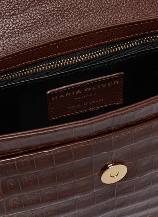 Detail View - Click To Enlarge - MARIA OLIVER - Olympia' Glaze Crocodile Leather Crossbody Bag