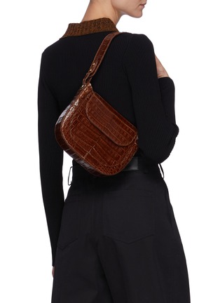 Figure View - Click To Enlarge - MARIA OLIVER - Olympia' Glaze Crocodile Leather Crossbody Bag