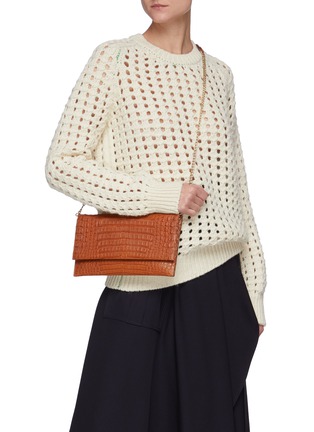 Front View - Click To Enlarge - MARIA OLIVER - Sofia' Matte Crocodile Leather Clutch