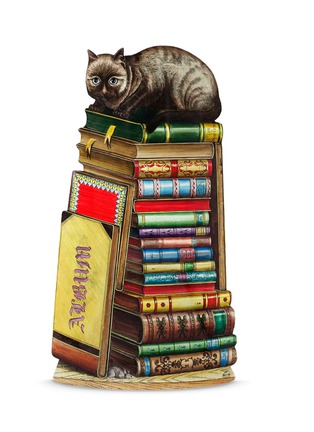 Main View - Click To Enlarge - FORNASETTI - Trompe l'œil 'Gatto Siamese su Libri' umbrella stand