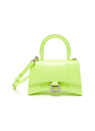Main View - Click To Enlarge - BALENCIAGA - Hourglass' Semi Shiny Embossed Box Calfskin Leather Top Handle Bag