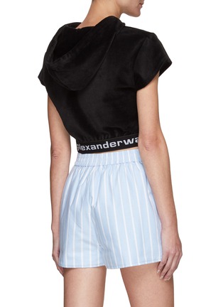 Back View - Click To Enlarge - T BY ALEXANDER WANG - Corduroy Cap Sleeve Cropped Hoodie