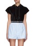 Main View - Click To Enlarge - T BY ALEXANDER WANG - Corduroy Cap Sleeve Cropped Hoodie