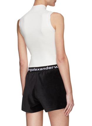 Back View - Click To Enlarge - T BY ALEXANDER WANG - Logo Mock Neck Bodycon Knit Tank Top