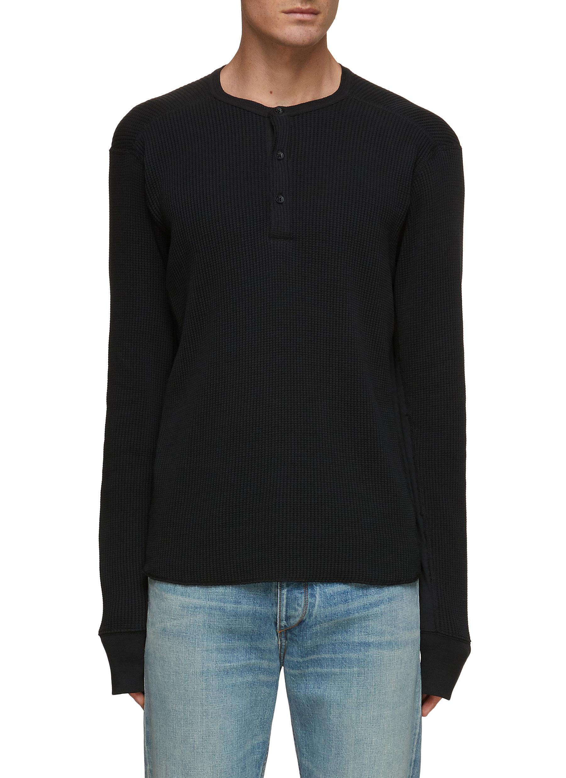 Devon' Cotton Waffle Henley 