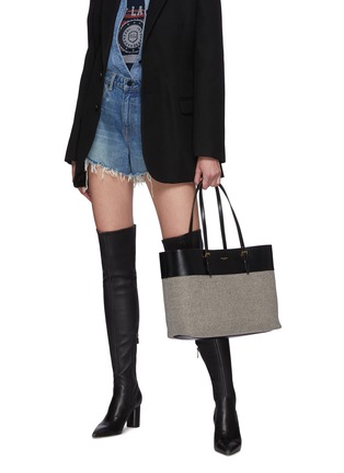 Figure View - Click To Enlarge - SAINT LAURENT - Leather Panelled Boucle Tote Bag