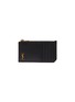 Main View - Click To Enlarge - SAINT LAURENT - Gold Toned Logo Appliqued Gained Leather Cardholder