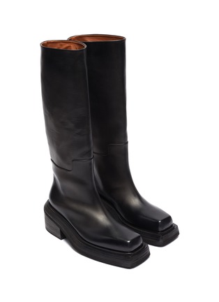 Detail View - Click To Enlarge - MARSÈLL - Casette' Knee High Square Toe Calfskin Leather Riding Boots