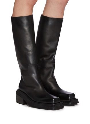 Figure View - Click To Enlarge - MARSÈLL - Casette' Knee High Square Toe Calfskin Leather Riding Boots