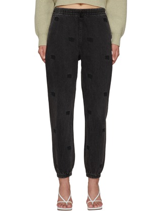 Main View - Click To Enlarge - ALEXANDER WANG - All-over logo embroidered Denim Jogger Pants