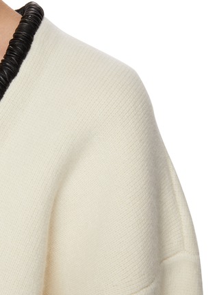  - ALEXANDER WANG - Scoop Neck Ruched Leather Trim Sweater