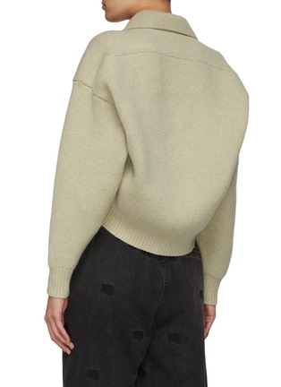 Back View - Click To Enlarge - ALEXANDER WANG - Drape Back Wool Blend Crop Sweater