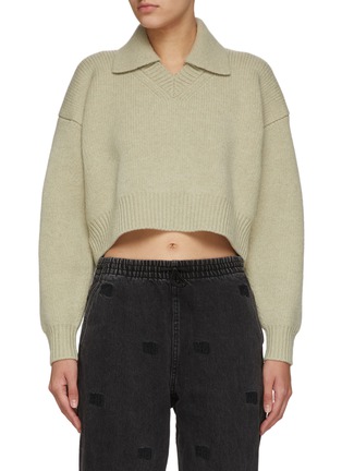 Main View - Click To Enlarge - ALEXANDER WANG - Drape Back Wool Blend Crop Sweater