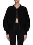 Main View - Click To Enlarge - ALEXANDER WANG - Ruched Leather Tubular Edge Wool Cashmere Cardigan