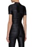 Back View - Click To Enlarge - ALEXANDER WANG - SHORT SLEEVES RUCHED TURTLE NECK REFLECTIVE LOGO TOP