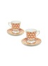 Main View - Click To Enlarge - LA DOUBLEJ - Cubi Oro Cube Print Porcelain Espresso Cup And Saucer — Set Of 2