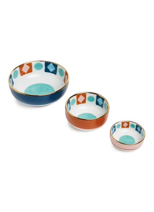 Main View - Click To Enlarge - LA DOUBLEJ - Diamond Dots Print Porcelain Nesting Bowls — Set Of 3