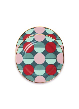Main View - Click To Enlarge - LA DOUBLEJ - Sfere Circle Print Porcelain Dessert Plates — Set Of 2
