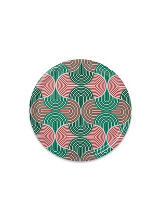 Main View - Click To Enlarge - LA DOUBLEJ - Slinky Verde Retro Print Wooden Round Tray