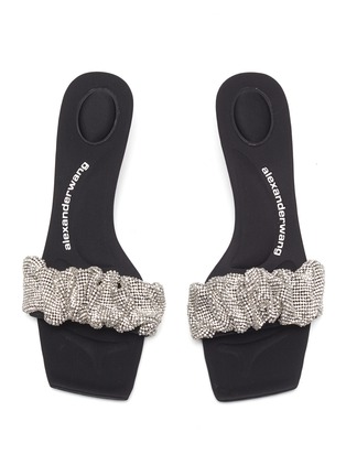 Detail View - Click To Enlarge - ALEXANDER WANG - Jessie' Crystal Scrunchie Leather Sandals