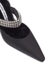 Detail View - Click To Enlarge - ALEXANDER WANG - Grace' Clear Crystal Embellished Strap Furry Sole Mules