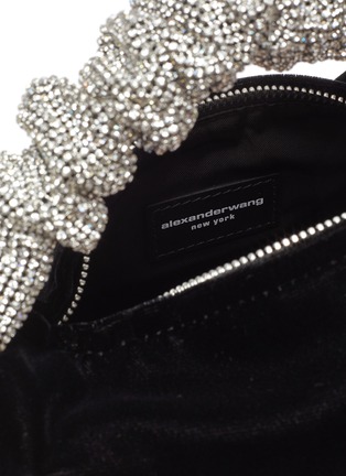 Detail View - Click To Enlarge - ALEXANDER WANG - Velvet Crystal Scrunchie Handle Baguette Bag