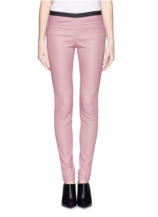 Main View - Click To Enlarge - HELMUT LANG - Contrast waistband lamb leather leggings