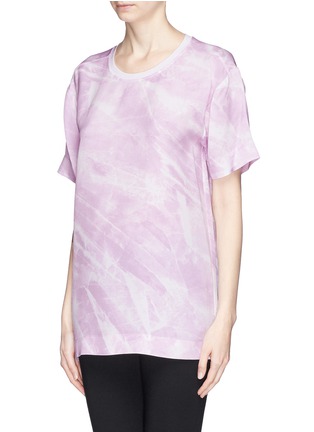 Front View - Click To Enlarge - HELMUT LANG - 'Terrene' marble print silk T-shirt