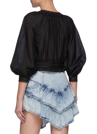 Back View - Click To Enlarge - ALICE + OLIVIA - Cherelle' Button Down Gather Cropped Top