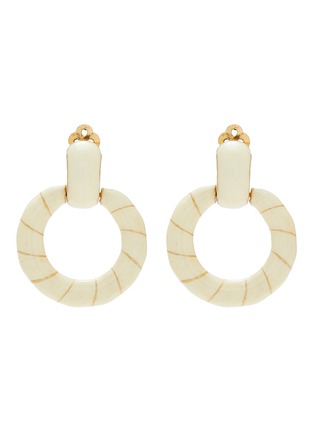 Main View - Click To Enlarge - LANE CRAWFORD VINTAGE ACCESSORIES - VINTAGE CINER CREAM GOLD ENAMEL HOOP EARRINGS