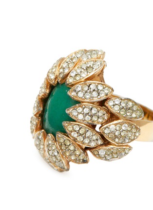 Detail View - Click To Enlarge - LANE CRAWFORD VINTAGE ACCESSORIES - Panetta Green Centre Stone Diamanté Gold Toned Ring