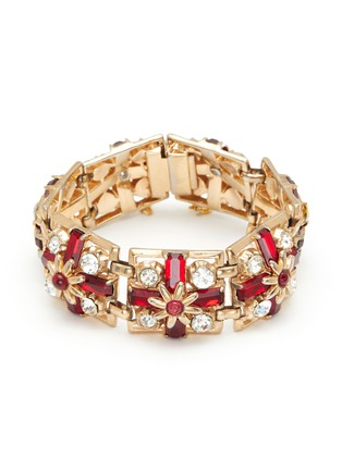 Main View - Click To Enlarge - LANE CRAWFORD VINTAGE ACCESSORIES - Red Stone Diamanté Gold Toned Art Deco Bracelet