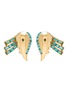 Main View - Click To Enlarge - LANE CRAWFORD VINTAGE ACCESSORIES - VINTAGE CORO GREEN DIAMANTÉ GOLD TONE EARRINGS