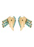 Main View - Click To Enlarge - LANE CRAWFORD VINTAGE ACCESSORIES - VINTAGE CORO GREEN DIAMANTÉ GOLD TONE EARRINGS