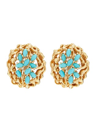 Main View - Click To Enlarge - LANE CRAWFORD VINTAGE ACCESSORIES - Ciner Faux Turquoise Gold Toned Round Earrings