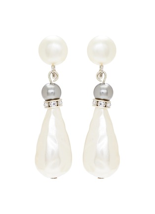 Main View - Click To Enlarge - LANE CRAWFORD VINTAGE ACCESSORIES - Pear Shaped Faux Pearl Diamanté Earrings
