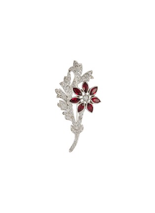 Main View - Click To Enlarge - LANE CRAWFORD VINTAGE ACCESSORIES - VINTAGE UNSIGNED DIAMANTÉ RED SILVER TONE BROOCH